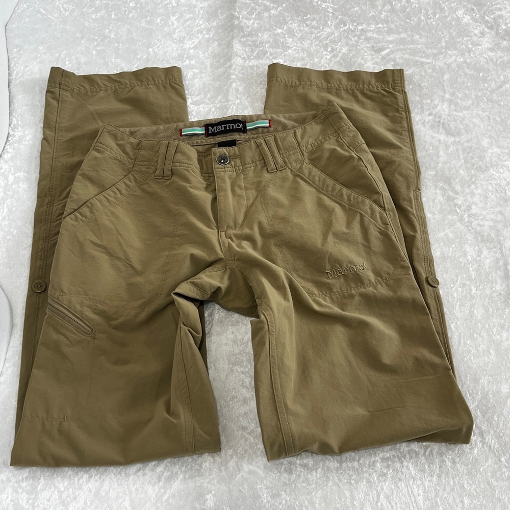 Marmot Women's Roll-Up Hiking Pants 2 in 1 Tan Size 2 Zip Closure Nylon Blend